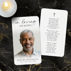 In Loving Memory Cross Photo Poem Prayer Card