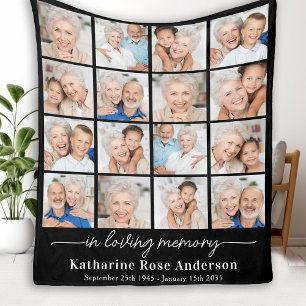 In Loving Memory Custom 16 Photo Collage Memorial Fleece Blanket