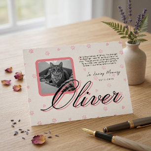 In Loving Memory Custom Cat Photo Pet Memorial Announcement