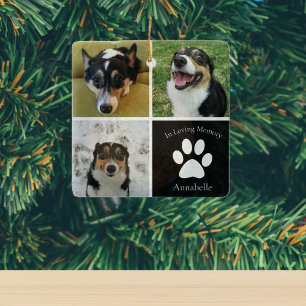 In Loving Memory Custom Dog Photo Collage Keepsake Ceramic Ornament