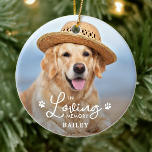 In Loving Memory Custom Pet Dog 2 Photo Memorial  Ceramic Ornament
