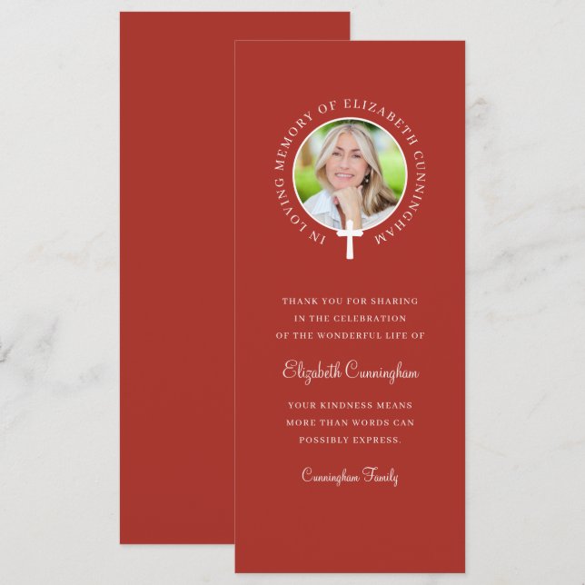 In Loving Memory | Custom Photo and Cross Invitation (Front/Back)