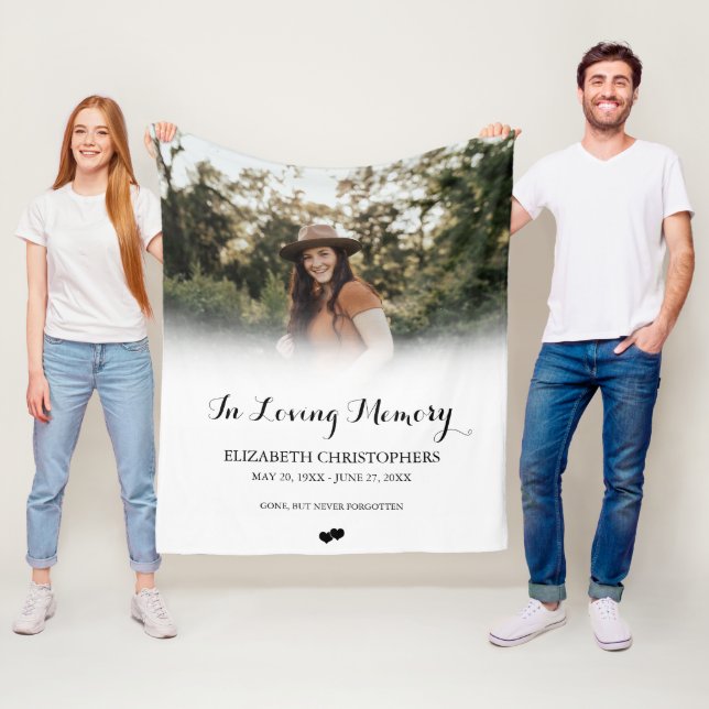 In Loving Memory Custom Photo Funeral Memorial Fleece Blanket (In Situ)
