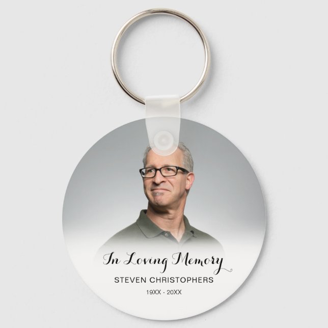 In Loving Memory Custom Photo Funeral Memorial Key Ring (Front)