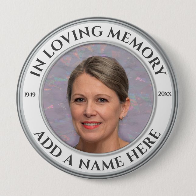 In Loving Memory Custom Photo Memorial 10 Cm Round Badge (Front)