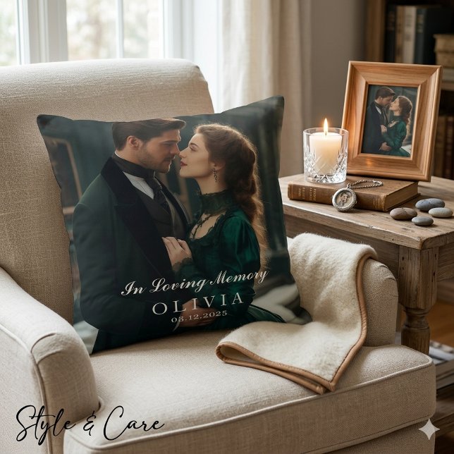 In Loving Memory Custom Photo Square Cushion (In Loving Memory Custom Photo Square Throw Pillow)