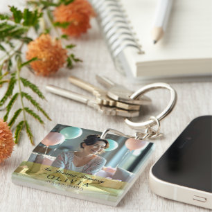 In Loving Memory Custom Photo Square Key Ring
