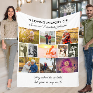 In Loving Memory Custom Quote White Photo Collage Fleece Blanket