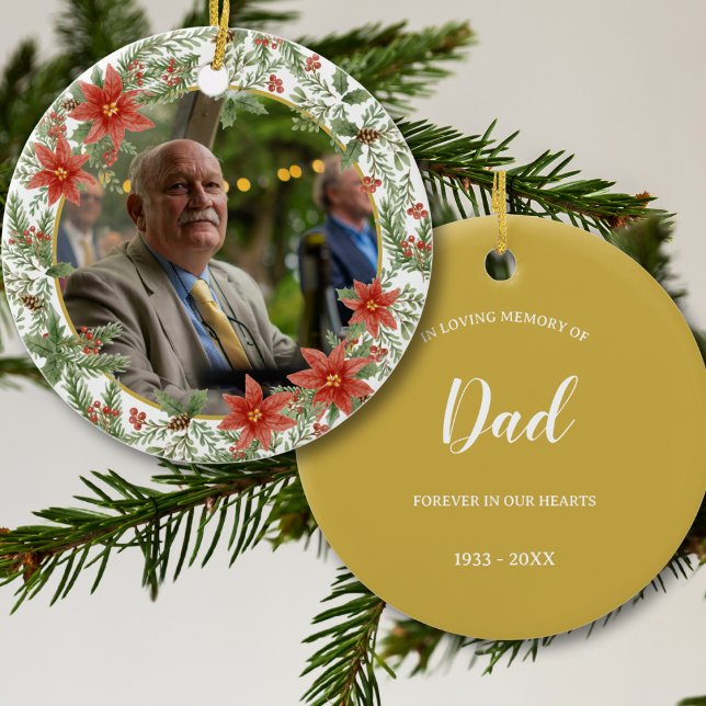 In Loving Memory Dad Picture Memorial  Ceramic Ornament (Creator Uploaded)