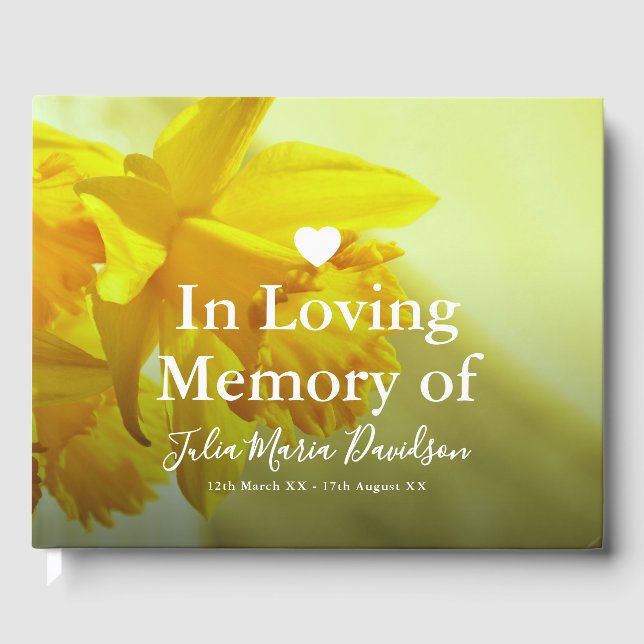 In Loving Memory | Daffodil Funeral Memorial Guest Book (Front)