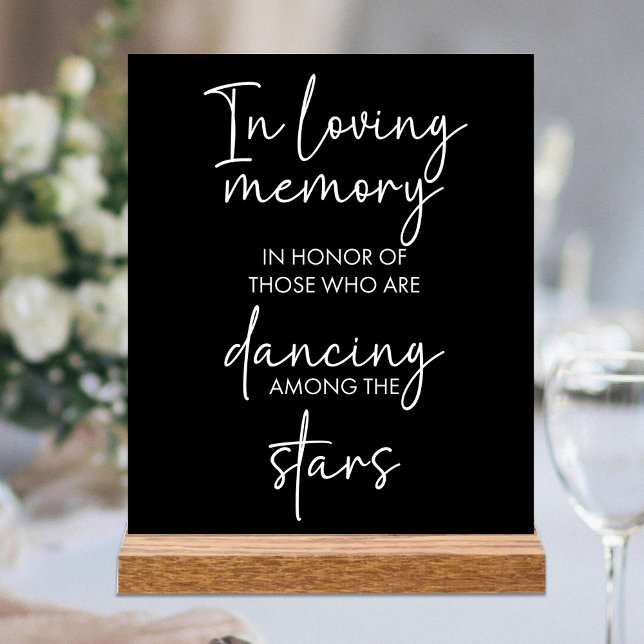 In Loving Memory Dancing Among Stars Black Wedding Acrylic Sign (Creator Uploaded)
