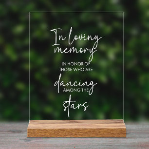 In Loving Memory Dancing Among Stars Wedding Acrylic Sign