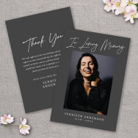 In Loving Memory Dark Grey Photo Memorial Card