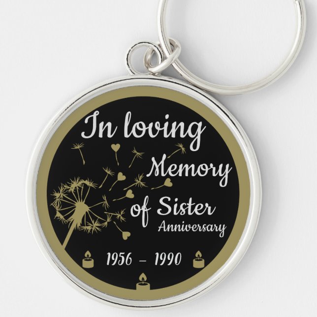 In loving Memory Death Anniversary Sister Key Ring (Front)
