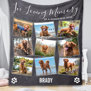 In Loving Memory Dog Pet Memorial Photo Collage Fleece Blanket