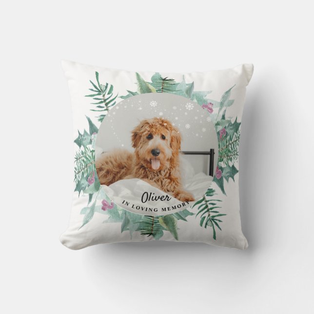 In Loving Memory Dog Pet Photo Christmas  Cushion (Front)