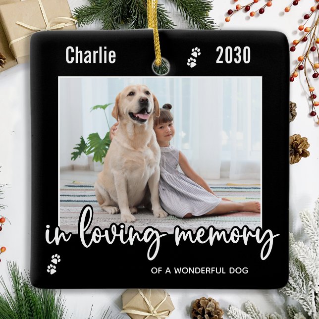 In Loving Memory Dog Photo Pet Loss Pet Memorial Ceramic Ornament (Creator Uploaded)