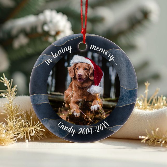 In Loving Memory | Dog Photo Pet Memorial Abstract Ceramic Ornament (Creator Uploaded)