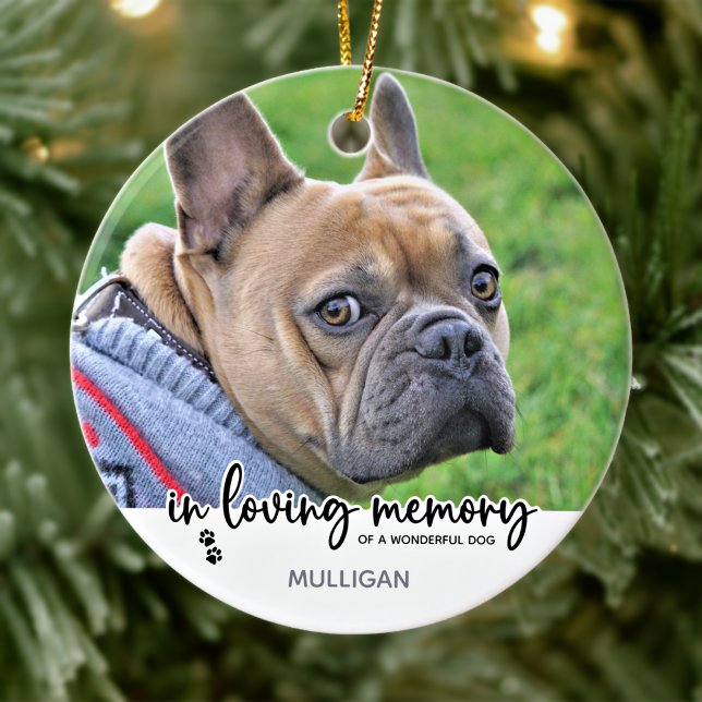 In Loving Memory - Dog Photo Pet Memorial Ceramic Ornament (Creator Uploaded)
