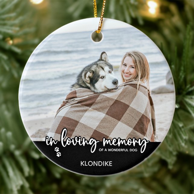 In Loving Memory Dog Photo Pet Memorial Ceramic Ornament (Creator Uploaded)