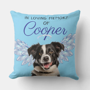 In Loving Memory Dog Tribute with Halo and Wings Cushion