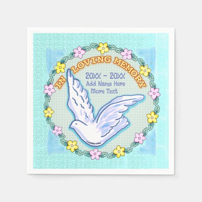 In Loving Memory Dove  Memorial napkins (Front)