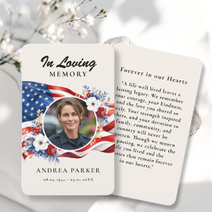 "In loving Memory" Elegant Beige Photo Prayer Card