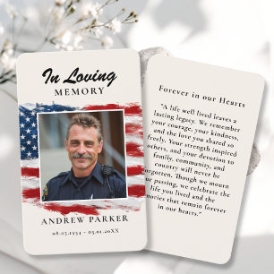 "In loving Memory" Elegant Beige Photo Prayer Card