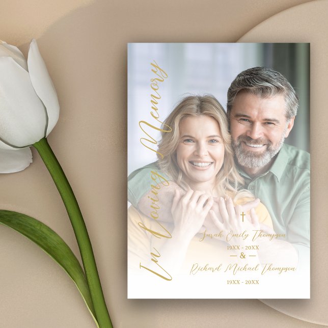 In Loving Memory Elegant Custom Couple's Funeral  Invitation (Cherished Memories and Personalized Tribute for Couples.)