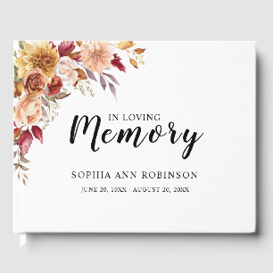 In Loving Memory Elegant Floral Funeral Guest Book