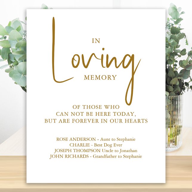 In Loving Memory Elegant Gold Wedding Memorial Poster (Creator Uploaded)