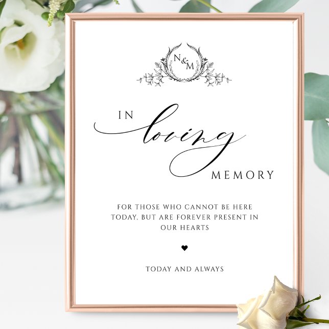 In Loving Memory, Elegant Monogram Wedding Sign (Creator Uploaded)