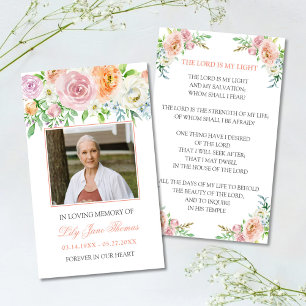 In Loving Memory Elegant Peach Rose Funeral Business Card
