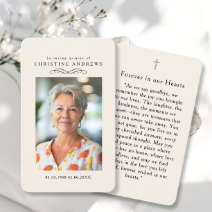 "In loving Memory" Elegant Photo Prayer  Business Card