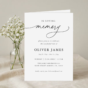 In Loving Memory Elegant Script Funeral Invitation