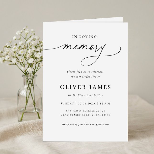 In Loving Memory Elegant Script Funeral Invitation (Creator Uploaded)