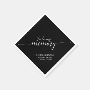 In Loving Memory   Elegant Script Memorial Funeral Napkin