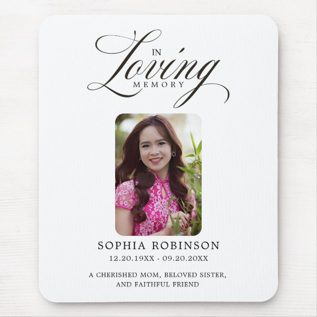 In Loving Memory Elegant Script Memorial Mouse Pad (Front)