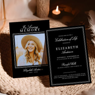 In Loving Memory Elegant Script & Photo Memorial Invitation