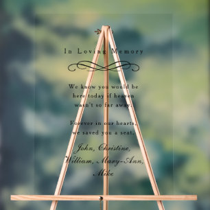 "In Loving Memory" Elegant Wedding Memorial Acrylic Sign