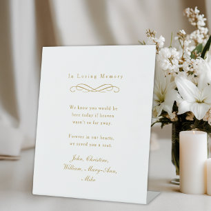 "In Loving Memory" Elegant Wedding Memorial White Pedestal Sign