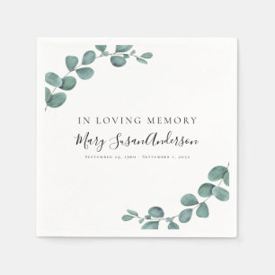 In Loving Memory Eucalyptus Funeral Memorial Wake  Napkin