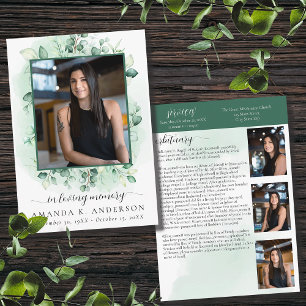 In Loving Memory Eucalyptus Greenery Obituary Program