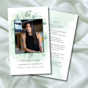 In Loving Memory Eucalyptus Greenery Prayer Card