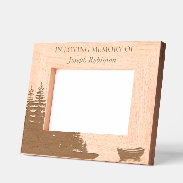 In Loving Memory Fisherman Custom Memorial Etched Frames (Left)