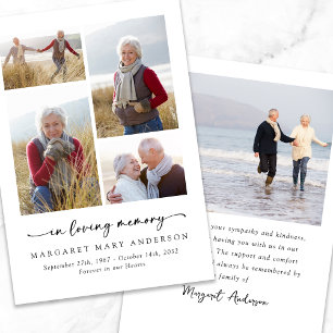 In Loving Memory Five Photos Funeral Sympathy Thank You Card