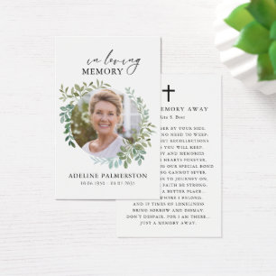 In loving Memory Floral Funeral Prayer Cards