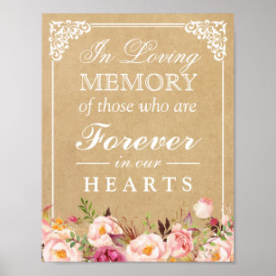 In Loving Memory Floral Kraft Wedding Sign