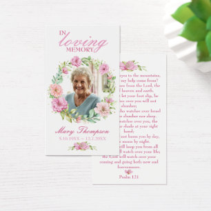 In Loving Memory Floral Photo Funeral Prayer Card