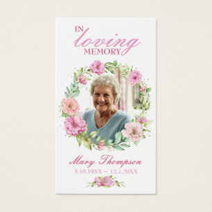 In Loving Memory Floral Photo Funeral Prayer Card